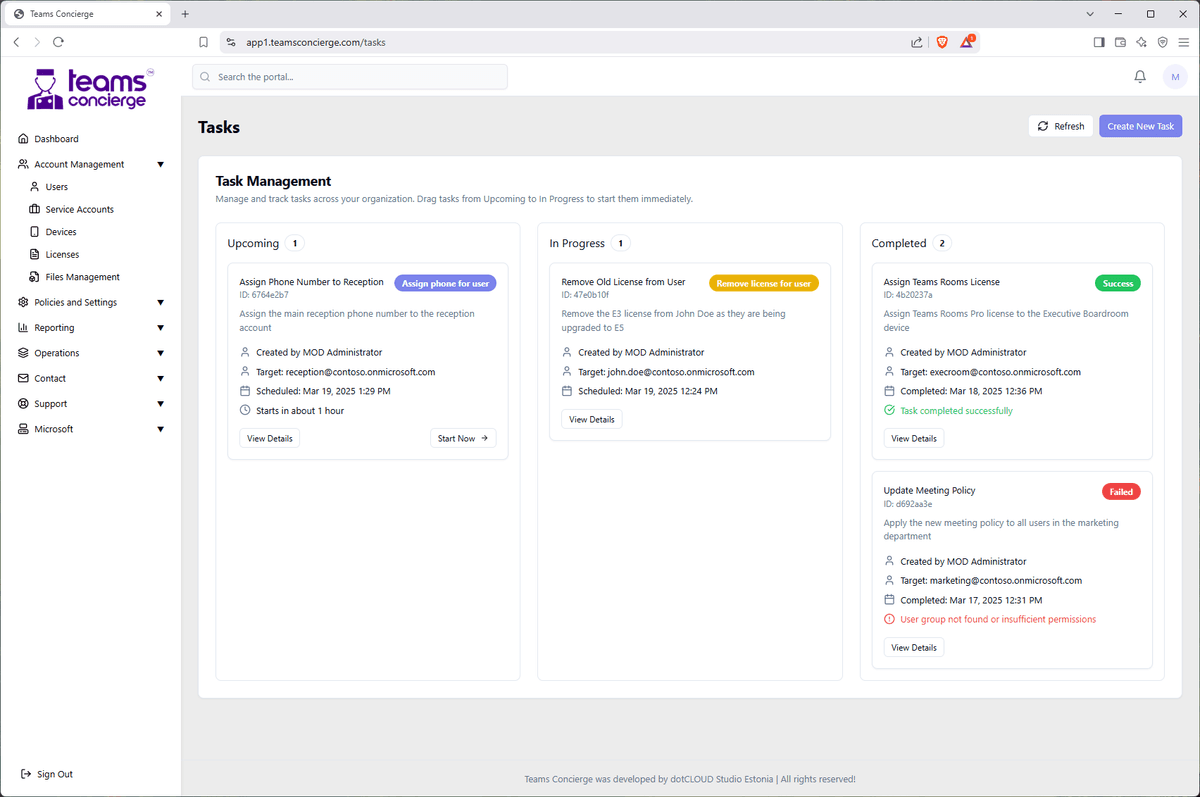 Teams Concierge Task Management